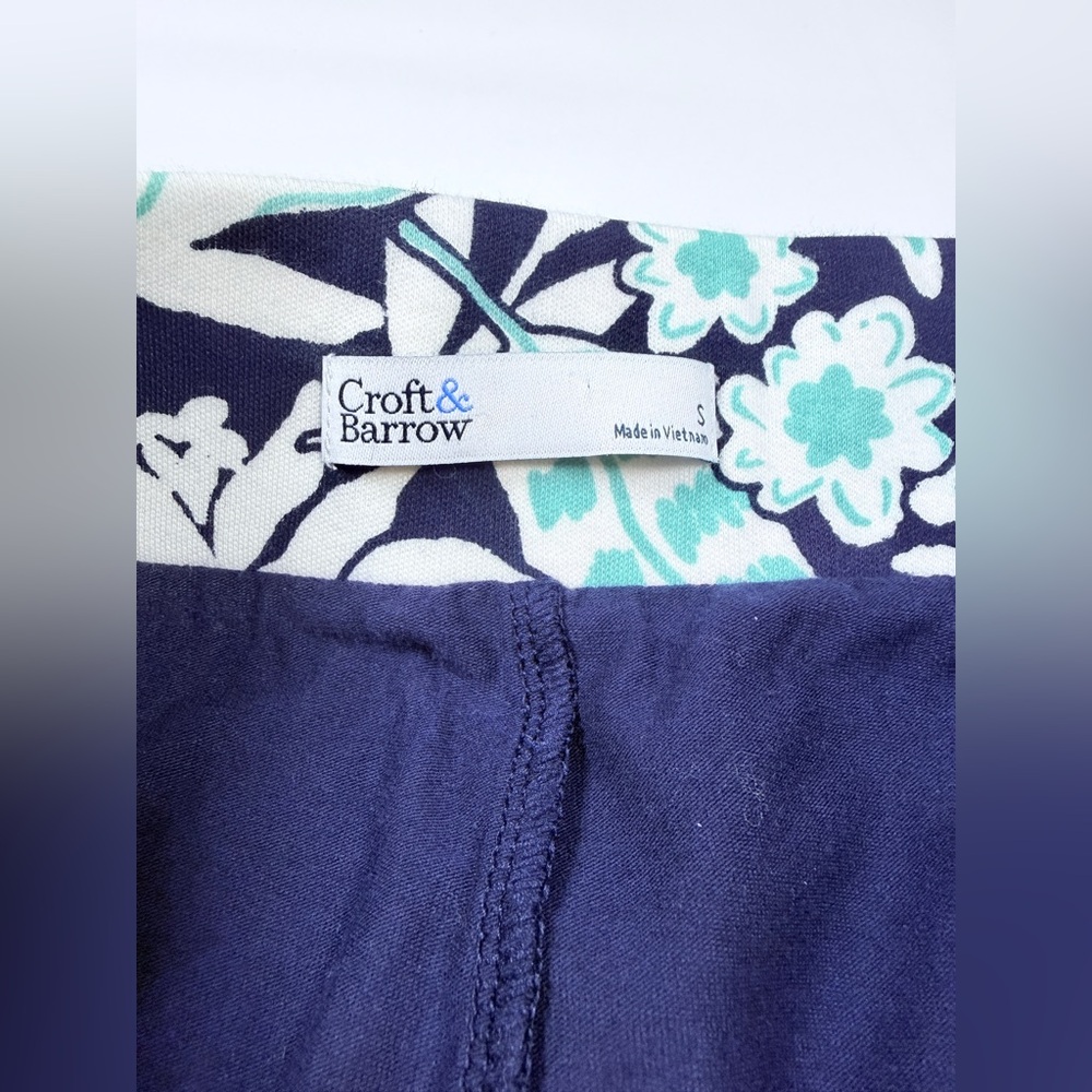 Coastal Tropical NWOT Womens S‎ Navy Aqua Blue Floral Mini Skirt Pockets Shorts - Picture 2 of 8